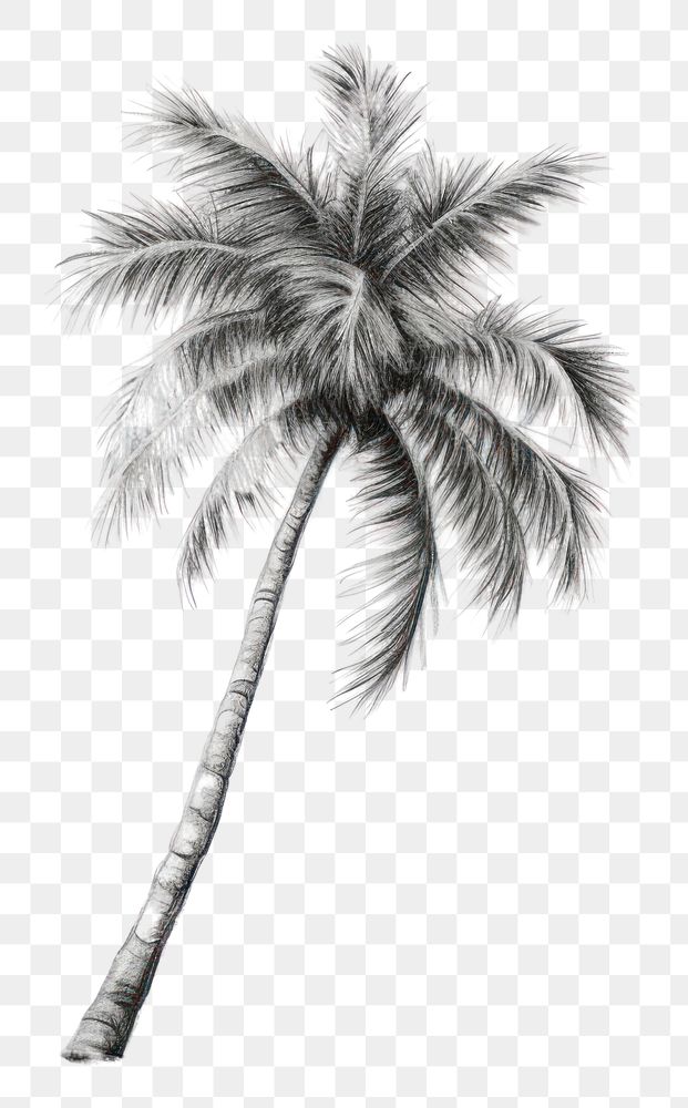 PNG Palm tree on the beach drawing sketch plant