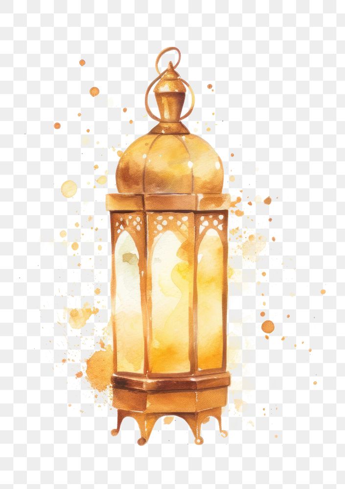 PNG  Ramadan lantern lamp gold white background. AI generated Image by rawpixel.