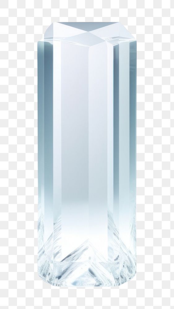 PNG  Transparent glass of pentagon pillar crystal vase white background.