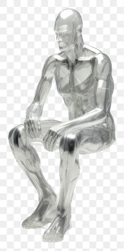 PNG  Transparent glass statue sculpture adult figurine.