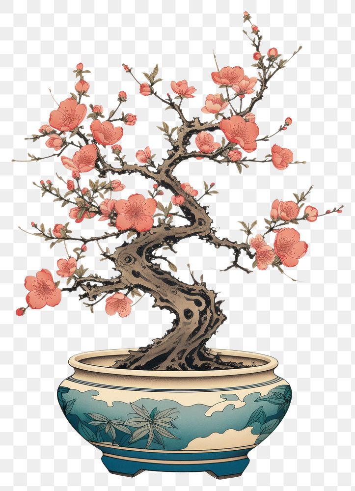 PNG  An isolated sakura bonzai pot flower blossom bonsai. AI generated Image by rawpixel.