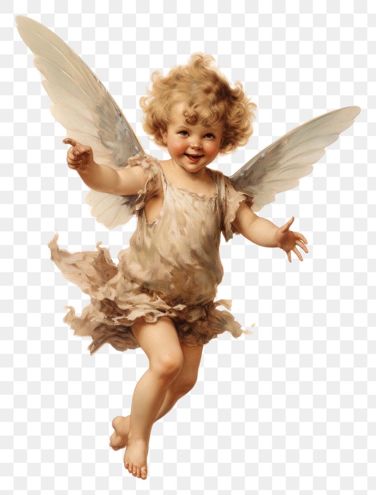 PNG Vintage fairy cherub flying portrait angel baby