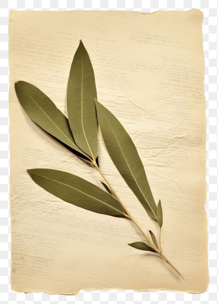 PNG  Real Pressed a olive leaf plant paper herbs.