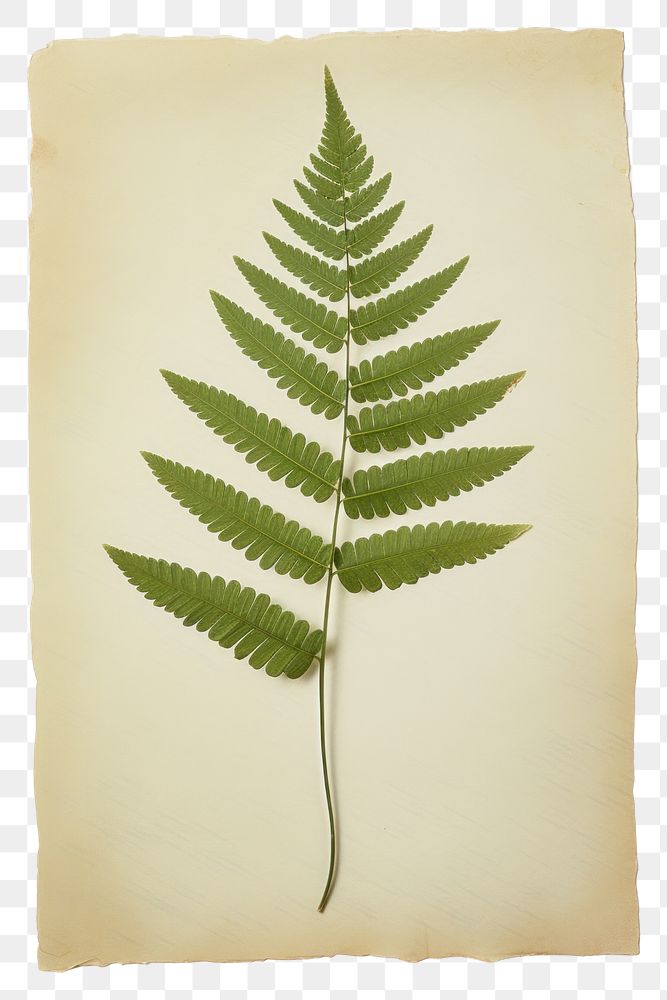 PNG  Real Pressed a minimal aesthetic green Polypodium leaf plant paper fern.
