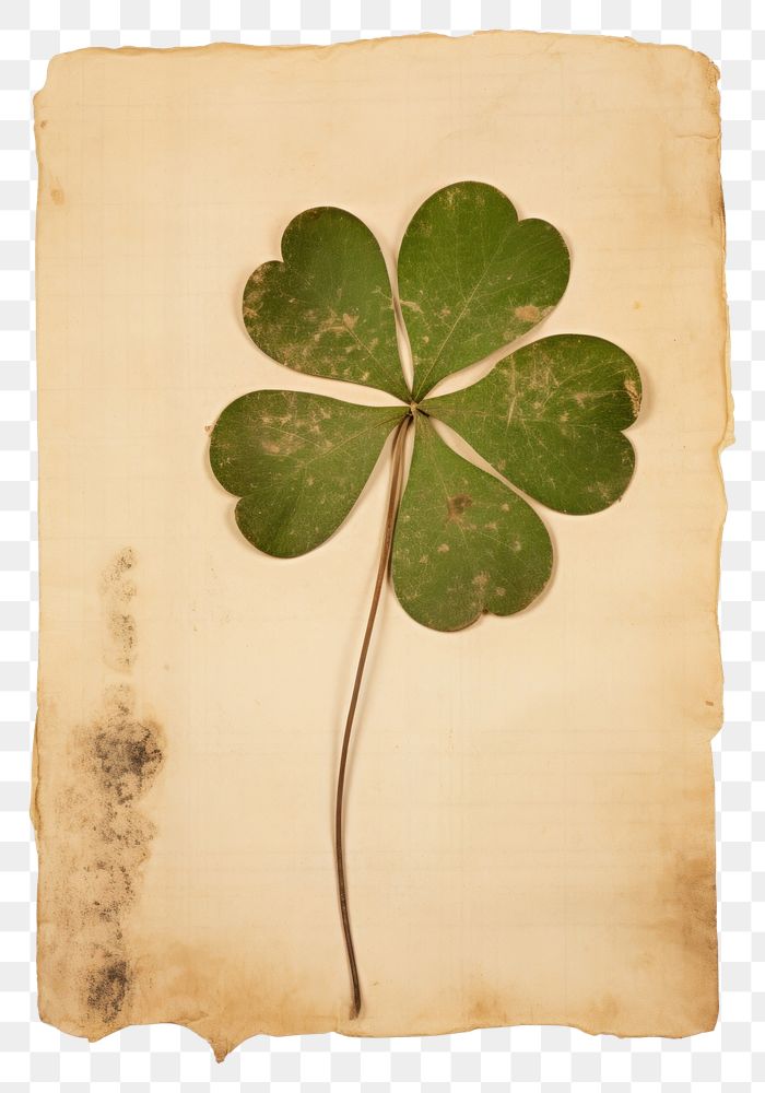 PNG  Real Pressed a minimal lovely lucky clover leaf plant text nature.