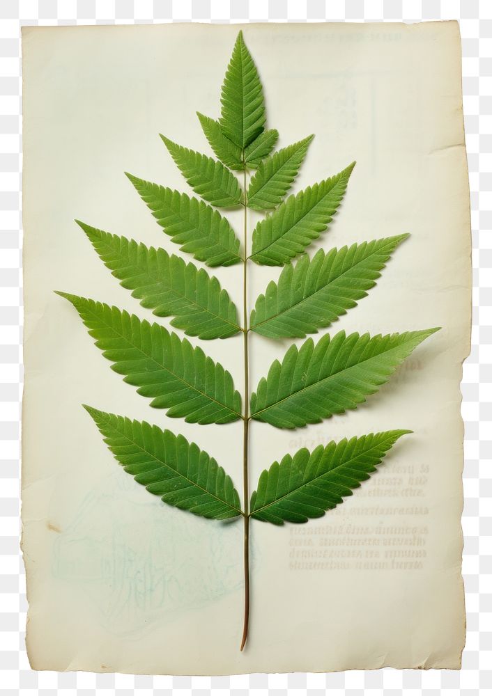 PNG  Real Pressed a rowan leaf green herbs plant paper.