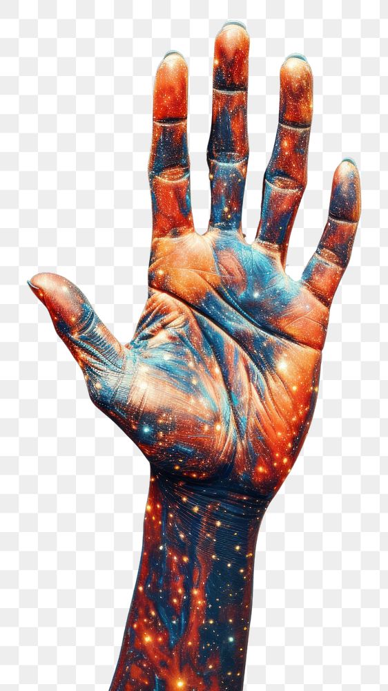 PNG Giant hand in the galaxy astronomy universe nebula. AI generated Image by rawpixel.