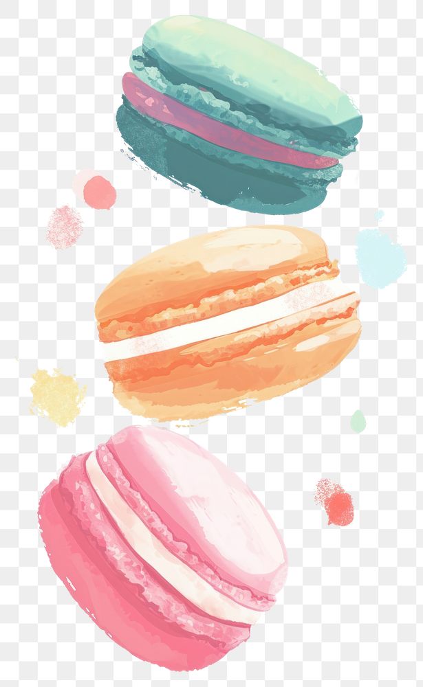 PNG Cute macaron illustration macarons food confectionery.