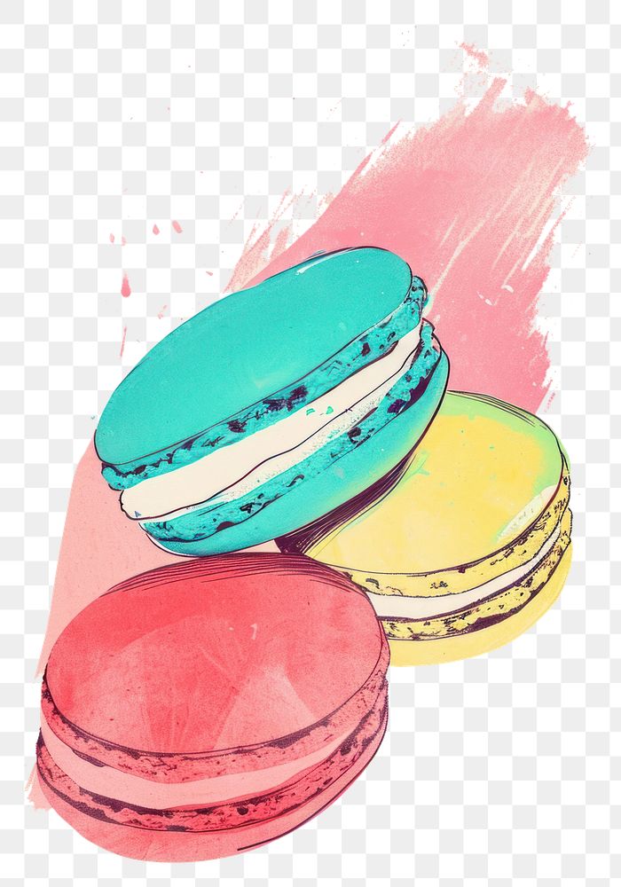 PNG  Cute macaron illustration macarons food confectionery.