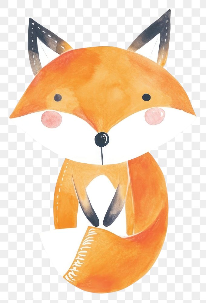PNG  Cute fox illustration drawing animal sketch.