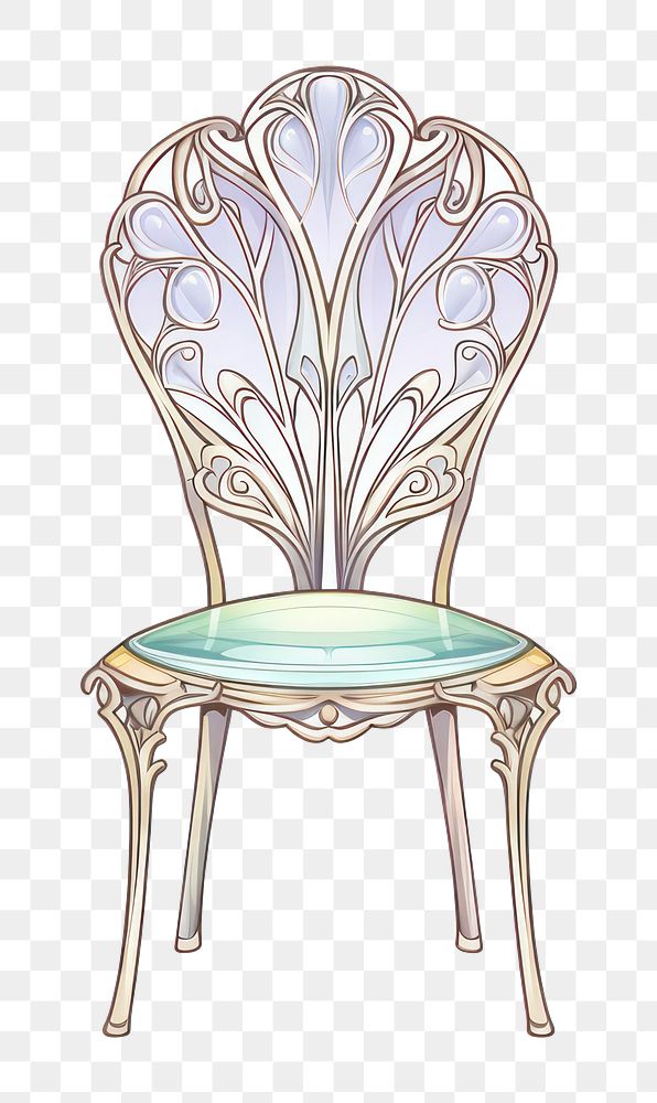 illustration of *chair Alphonse Mucha style* isolated on white background --style 19pADPufIwHTB19 --ar 3:2