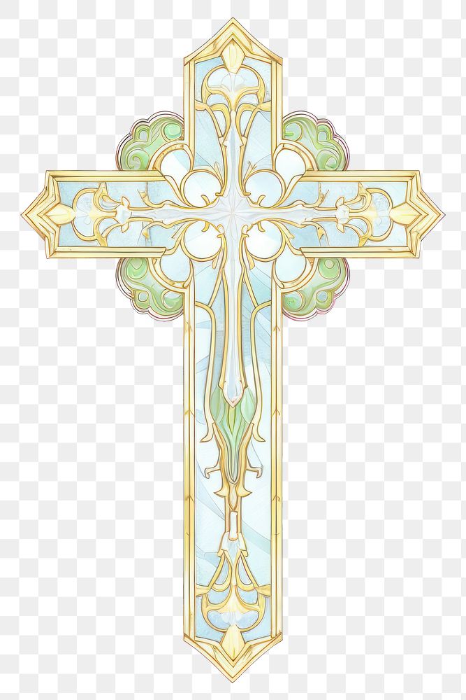 illustration of *jesus cross Alphonse Mucha style* isolated on white background --ar 3:2 --style 19pADPufIwHTB19