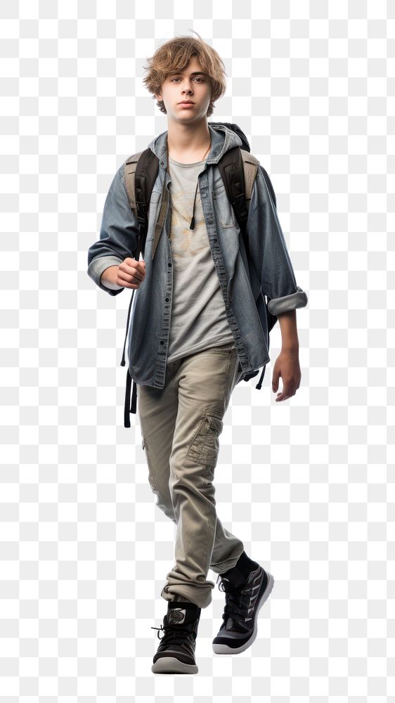 PNG Teenage boy walking footwear jacket.