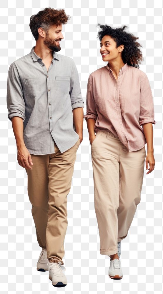 PNG  Two diversity people talking walking person adult. AI generated Image by rawpixel.