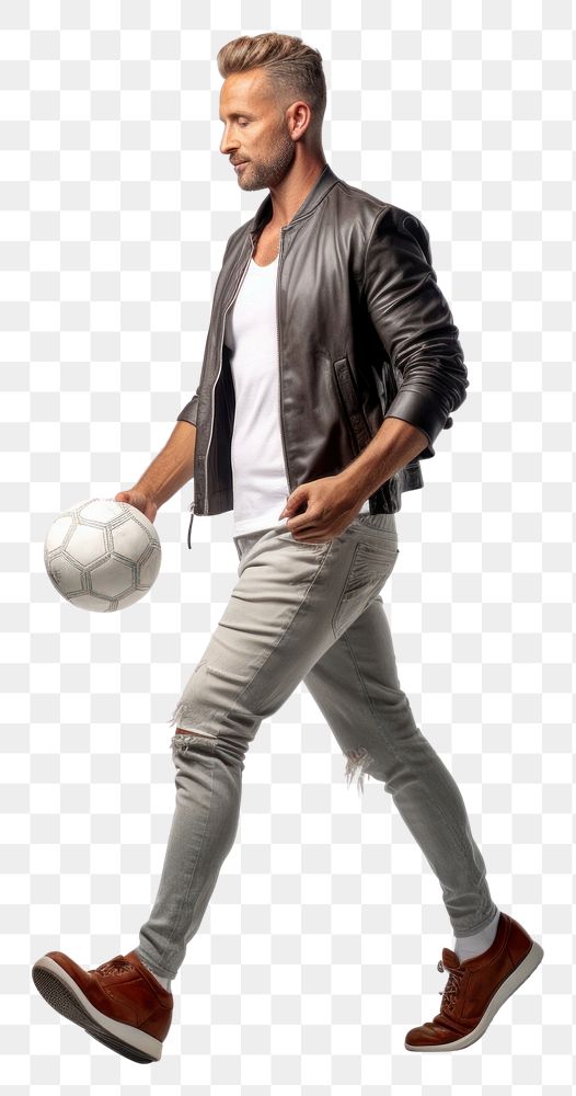 PNG  A man holding football footwear sports person. AI generated Image by rawpixel.