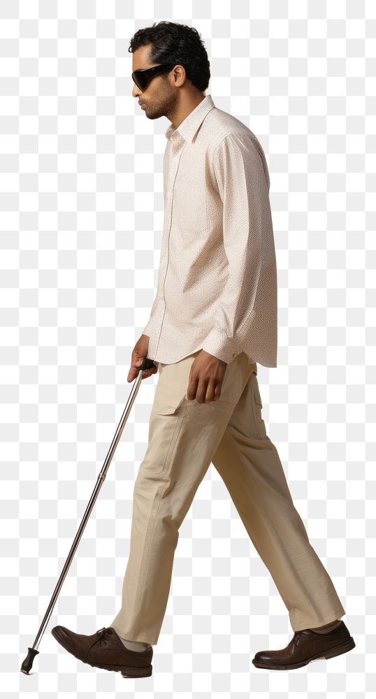 PNG  A blind man walking person adult. AI generated Image by rawpixel.