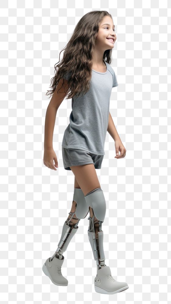 PNG A happy girl with prosthetic leg footwear person human. AI generated Image by rawpixel.