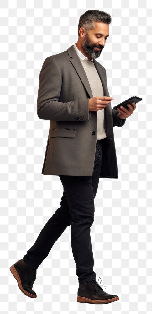 PNG  A hispanic businessman with mobilephone footwear portrait blazer