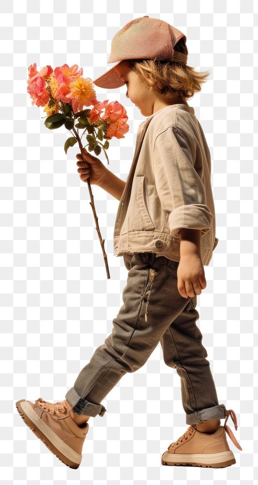 PNG  A kid with flower footwear walking person. AI generated Image by rawpixel.