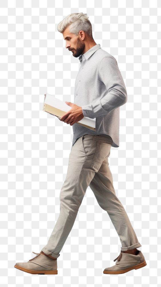 PNG An engineer holding paper walking standing footwear. AI generated Image by rawpixel.