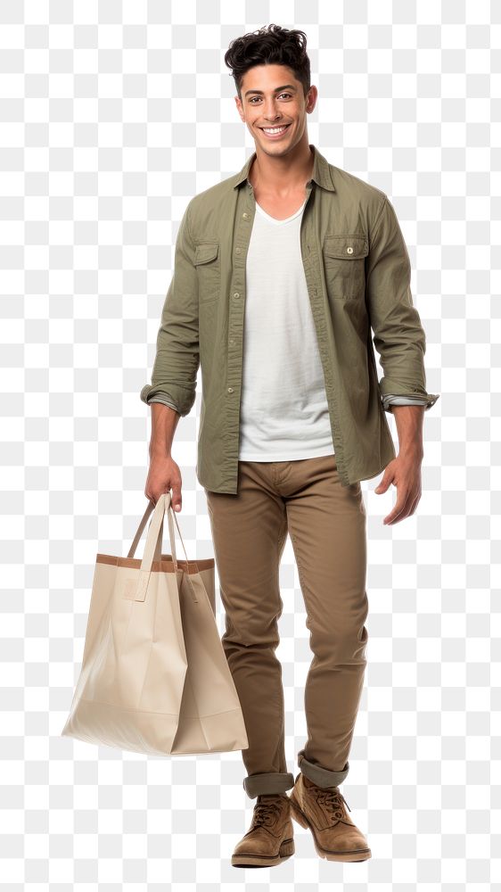 PNG A Hispanic male customer doing shopping bag handbag adult.