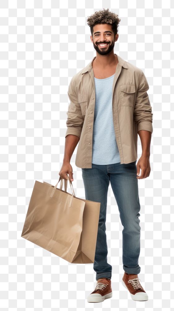 PNG A Hispanic male customer doing shopping bag handbag adult.