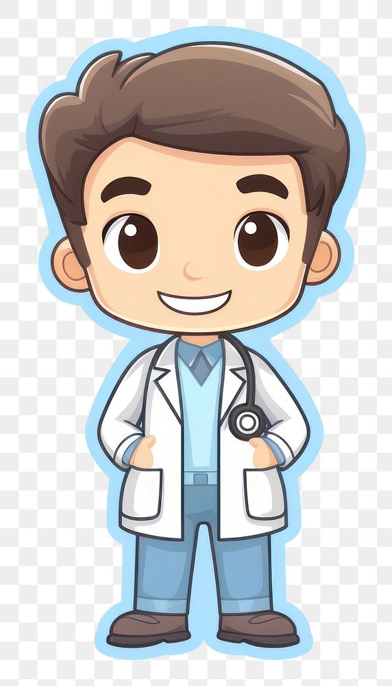 PNG  Pharmacist cartoon character stethoscope illustrated photography.