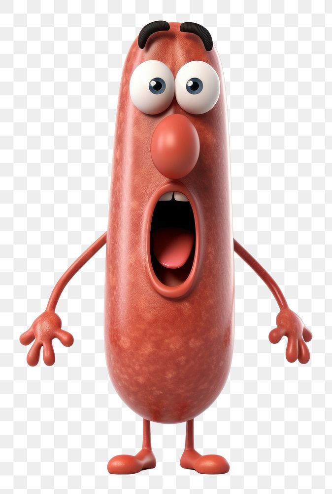 PNG Sausage cartoon white background anthropomorphic. AI generated Image by rawpixel.