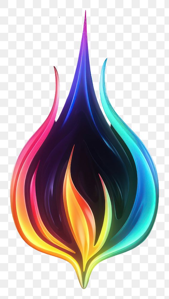 PNG  3D render of neon fire icon pattern light night.