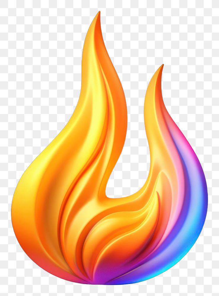 PNG  3D render of neon fire icon light illuminated creativity.
