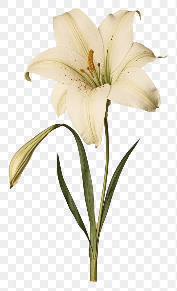 PNG  Real Pressed a madonna lily easter lily flower plant inflorescence.