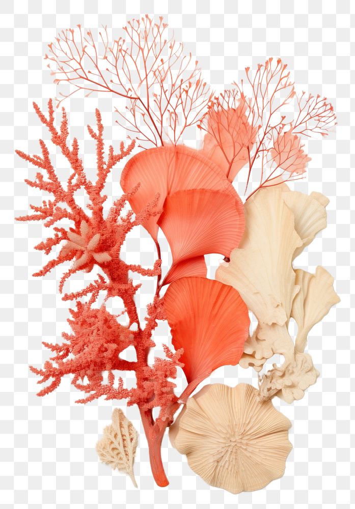 PNG Real Pressed a tropical coral single minimal nature flower plant.