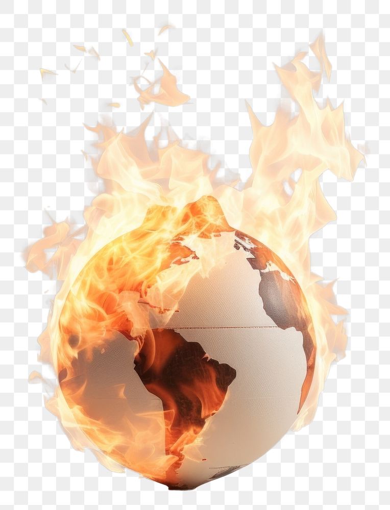 PNG Planet globe fire destruction.