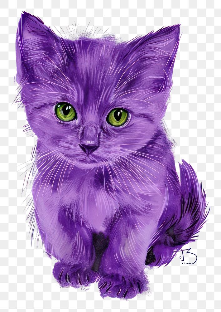 PNG  Purple kitten mammal animal cute. AI generated Image by rawpixel.