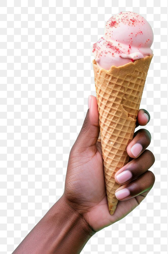 PNG  Ice cream cone dessert holding food.