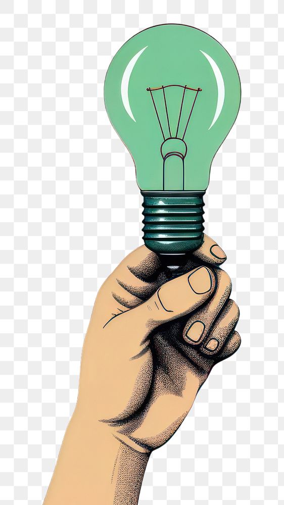 PNG  Light bulb lightbulb holding green.
