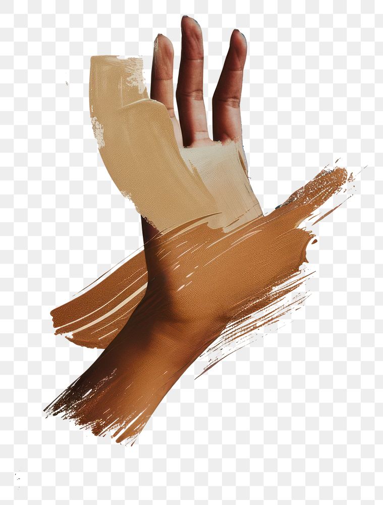 PNG Hand with a brown brush stroke finger art creativity.