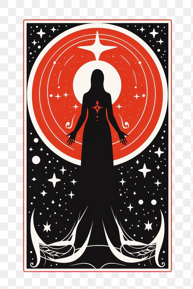PNG  A tarot card with Esoteric mystical element silhouette representation illuminated. AI generated Image by rawpixel.