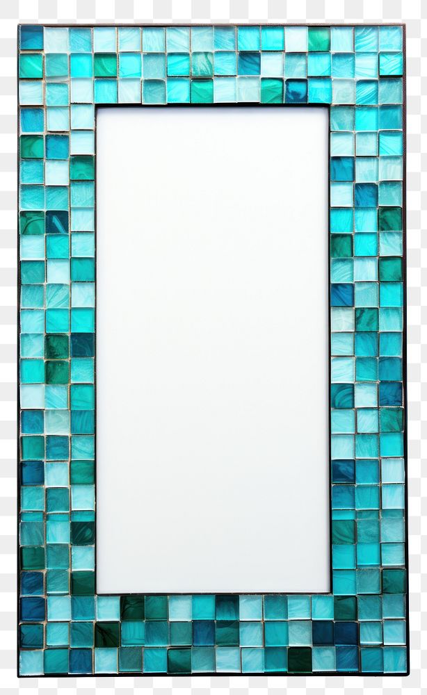PNG  Rectangle turquoise mosaic art.