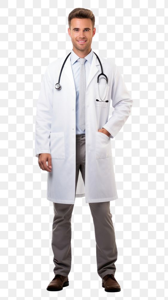 PNG A doctor in hospital standing adult coat. AI generated Image by rawpixel.
