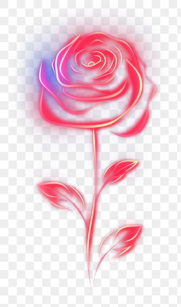 PNG  Rose neon abstract flower. AI generated Image by rawpixel.