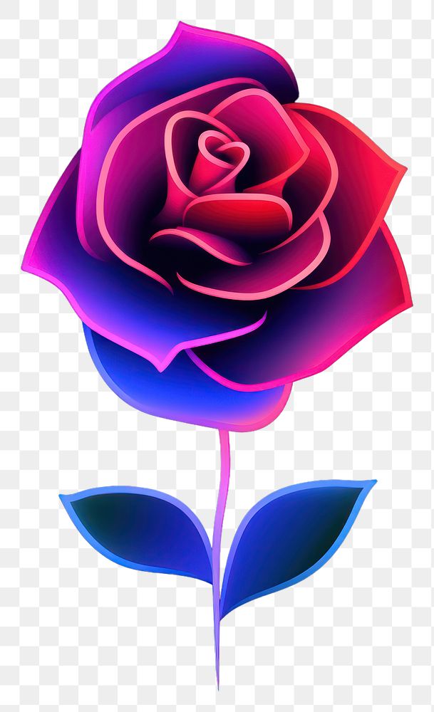 PNG  Neon rose abstract flower. AI generated Image by rawpixel.