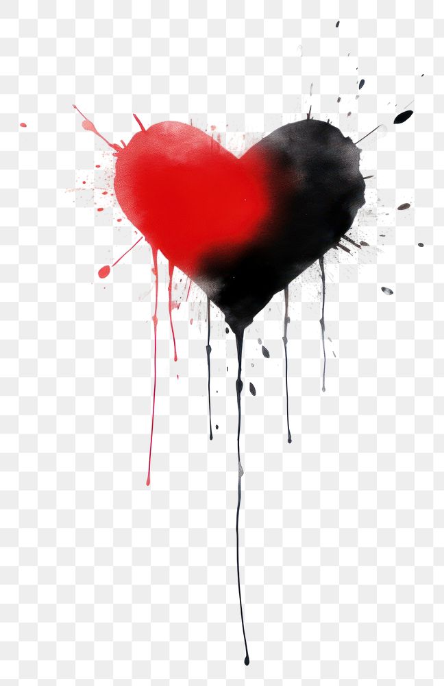 PNG Broken heart painting ink splattered.