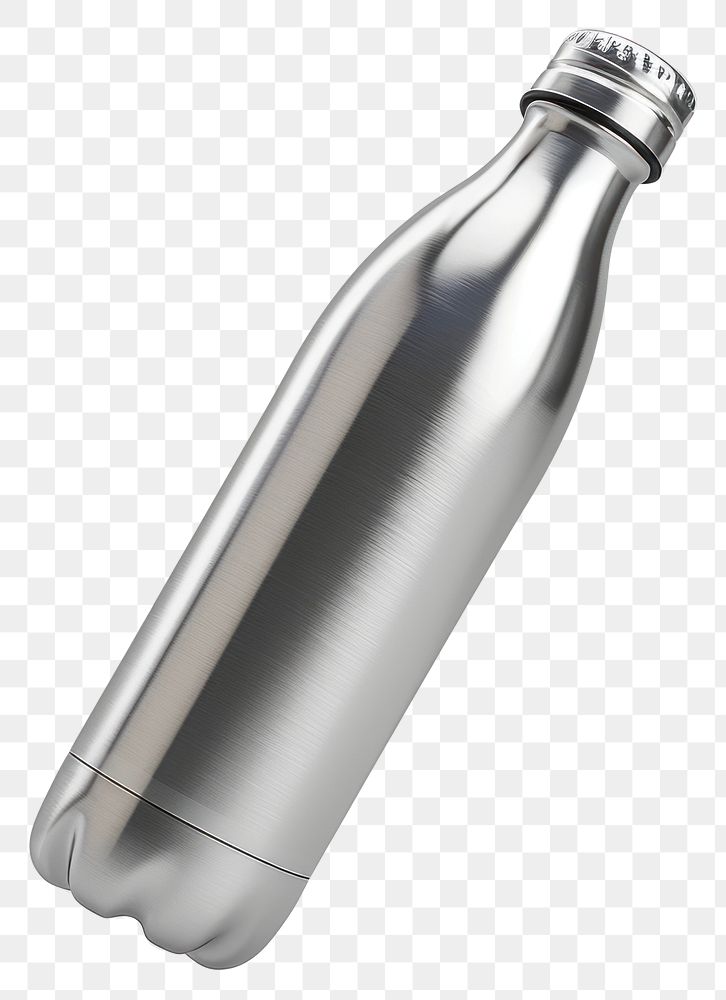 PNG  Stainless water bottle mockup refreshment drinkware container.