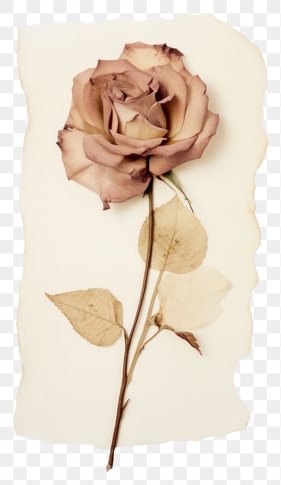 PNG Real Pressed a rose flower plant paper.