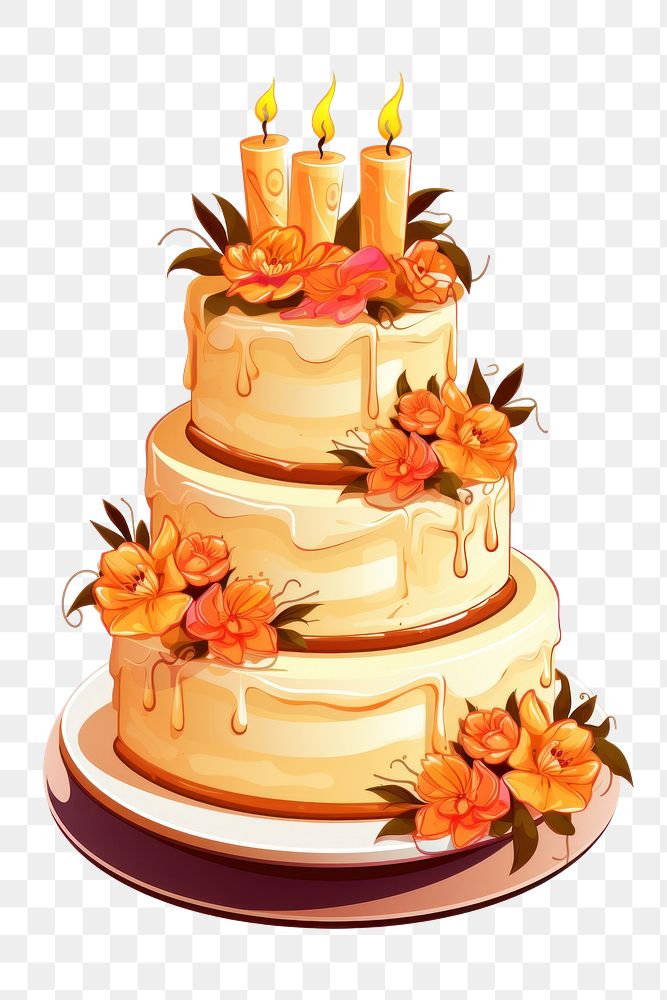 PNG  Wedding cake dessert cartoon candle.