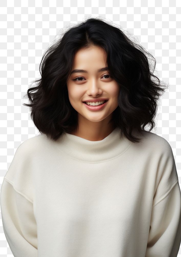 PNG A happy mixed race japanese woman wear cream sweater portrait fashion adult.
