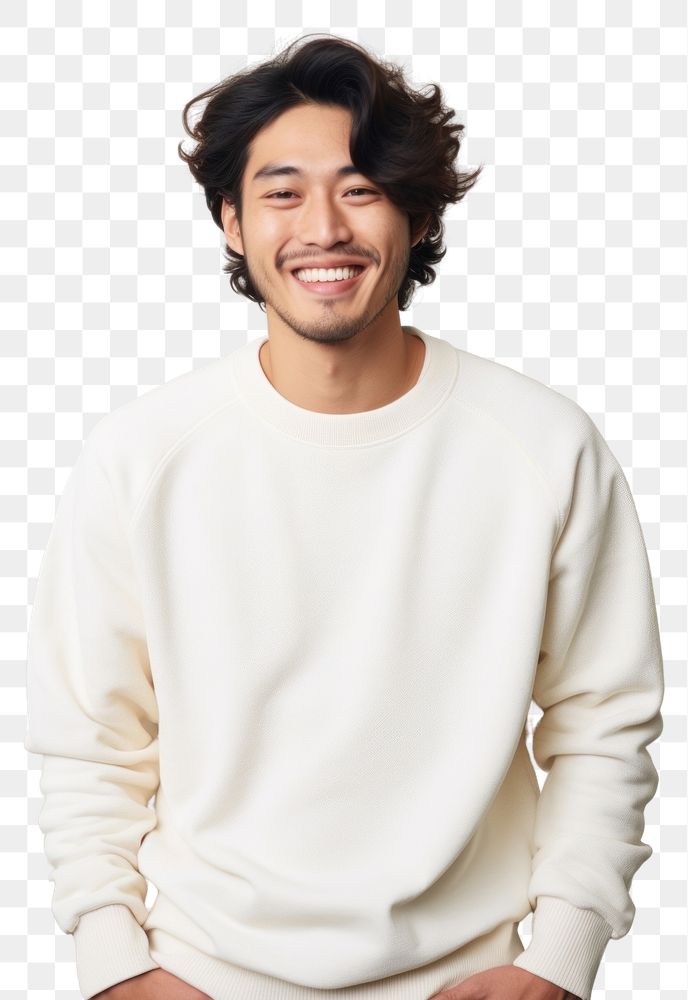 PNG A happy mixed race japanese man wear cream sweater laughing smile adult.