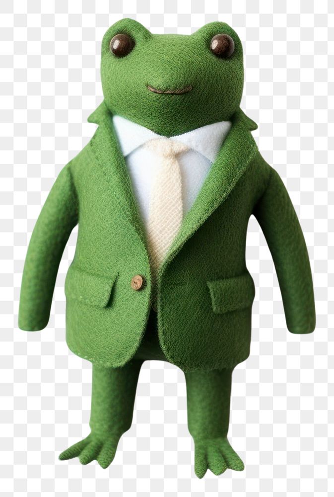 PNG  Frog in suit plush green coat