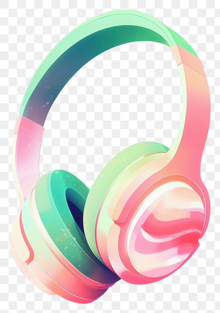 PNG  Headphones headset green pink.